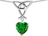 Star K™ Love Knot Pendant Necklace with 8mm Heart Shape Simulated Emerald style: 303359