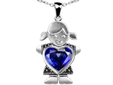 Star K™ Girl Holding 8mm Mother Heart September Birth Month Pendant Necklace with Created Sapphire style: 303405