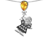 Star K™ Girl Holding a Balloon Mother November Birth Month Pear Shape Simulated Citrine Pendant Necklace style: 303435