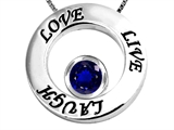 Star K™ Live/Love/Laugh Circle of Life Pendant Necklace with September Birth Month Round 7mm Created Sapphire style: 303584