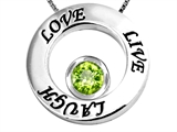 Star K™ Live/Love/Laugh Circle of Life Pendant Necklace with August Birth Month Round 7mm Simulated Peridot style: 303587
