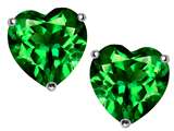 Star K™ 7mm Heart Simulated Emerald Earrings Studs style: 303589