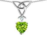 Star K™ Love Knot Pendant Necklace with Heart Shape Simulated Peridot style: 303642