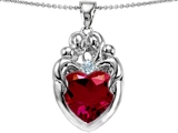 Star K™ Large Loving Mother Twin Family Pendant Necklace With 12mm Heart Created Ruby style: 303673