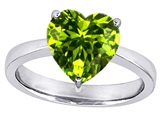 Star K™ Large 10mm Heart Shape Solitaire Ring With Simulated Peridot style: 303789