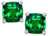 Star K™ Cushion-Cut 7mm Simulated Emerald Earrings Studs style: 304012