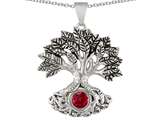 Star K™ Tree Of Life Good Luck Pendant Necklace With 7mm Round Created Ruby style: 304619