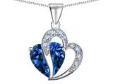 Star K™ Heart Shape 12mm Simulated Blue Topaz Pendant Necklace style: 304651