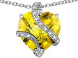 Star K™ Large 15mm Heart Shape Simulated Citrine Love Pendant Necklace style: 304789