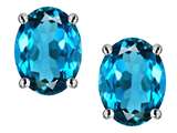 Star K™ Oval 8x6mm Simulated Blue Topaz Earrings Studs style: 304999
