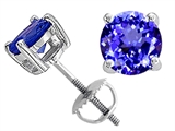 Tommaso Design™ Round 7mm Simulated Tanzanite Screw Back Earrings Studs style: 305134