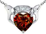 Star K™ 8mm Heart Claddagh Pendant Necklace With Simulated Garnet style: 305211