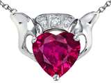 Star K™ 8mm Heart Claddagh Pendant Necklace With Created Ruby style: 305217