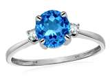 Original Star K™ 7mm Round Genuine Blue Topaz Classic 3 stone Engagement Ring style: 305250