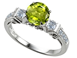 Star K™ Classic 3 Stone Ring With Round 7mm Genuine Peridot style: 305409