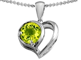 Star K™ Heart Shape Pendant Necklace With Round Simulated Peridot style: 305564