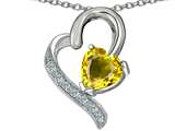 Star K™ 7mm Heart Shape Simulated Citrine Heart Pendant Necklace style: 305671