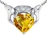 Star K™ 8mm Heart Claddagh Pendant Necklace With Simulated Citrine style: 305821