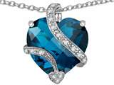 Star K™ Large 15mm Heart Shape Simulated Blue Topaz Love Pendant Necklace style: 305824
