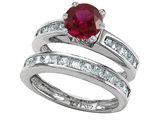 Star K™ Round Created Ruby Wedding Set style: 305952