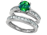 Star K™ Round Simulated Emerald Wedding Set style: 305959