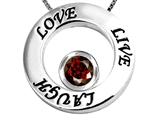 Star K™ Live/Love/Laugh Circle of Life Pendant Necklace with January Birth Month Round 7mm Simulated Garnet style: 305969