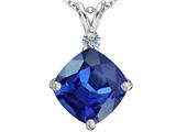 Star K™ Large 12mm Cushion-Cut Simulated Sapphire Pendant Necklace style: 306074