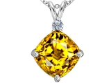 Star K™ Large 12mm Cushion-Cut Simulated Citrine Pendant Necklace style: 306079