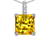 Star K™ Large 12mm Square Cut Simulated Citrine Pendant Necklace style: 306137