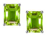 Star K™ 8x6mm Emerald Cut Simulated Peridot Earrings style: 306332