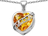 Star K™ Large Love Mom Mother Pendant Necklace with 15mm Heart Shape Simulated Citrine style: 306466