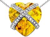 Star K™ Large Prisoner of Love Heart Pendant Necklace with 15mm Heart Shape Simulated Citrine style: 306494