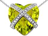 Star K™ Large Prisoner of Love Heart Pendant Necklace with 15mm Heart Shape Simulated Peridot and Cubic Zirconi style: 306503