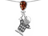 Star K™ Boy Holding a Balloon Mother January Birth Month Pear Shape Simulated Garnet Pendant Necklace style: 306563