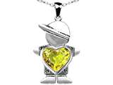Star K™ Boy Holding 8mm Mother Heart November Birth Month Pendant Necklace with Simulated Citrine style: 306579
