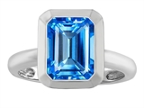 Star K™ 9x7mm Emerald Cut Octagon Solitaire Ring With Simulated Blue Topaz style: 306960