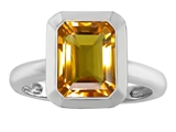 Star K™ 9x7mm Emerald Cut Octagon Solitaire Ring With Simulated Citrine style: 306961