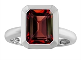 Star K™ 9x7mm Emerald Cut Octagon Solitaire Ring With Simulated Garnet style: 306963