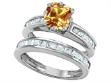 Star K™ Cushion-Cut 7mm Genuine Citrine Wedding Set style: 307116
