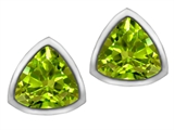 Star K™ 7mm Trillion Cut Simulated Peridot Earrings Studs style: 307155