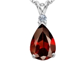 Star K™ Large 14x10mm Pear Shape Simulated Garnet Pendant Necklace style: 307255