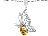 Star K™ Butterfly Pendant Necklace With 9x6mm Pear Shape Simulated Citrine style: 307383