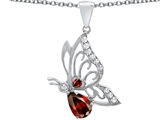 Star K™ Butterfly Pendant Necklace With 9x6mm Pear Shape Simulated Garnet style: 307389
