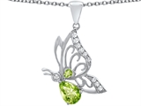 Star K™ Butterfly Pendant Necklace With 9x6mm Pear Shape Simulated Peridot and Cubic Zirconia style: 307392