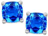 Star K™ Cushion-Cut 7mm Simulated Blue Topaz Earrings Studs style: 307577