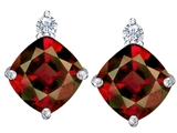 Star K™ 7mm Cushion-Cut Simulated Garnet Earrings Studs style: 307583