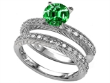 Star K™ 7mm Round Simulated Emerald Wedding Set style: 307853