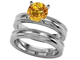 Star K™ 7mm Round Simulated Yellow Sapphire Wedding Set style: 307855