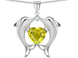 Star K™ Kissing Love Dolphins Pendant Necklace With 8mm Heart Shape Simulated Citrine style: 307871
