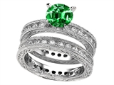 Star K™ 7mm Round Simulated Emerald Eternity Wedding Set style: 307897